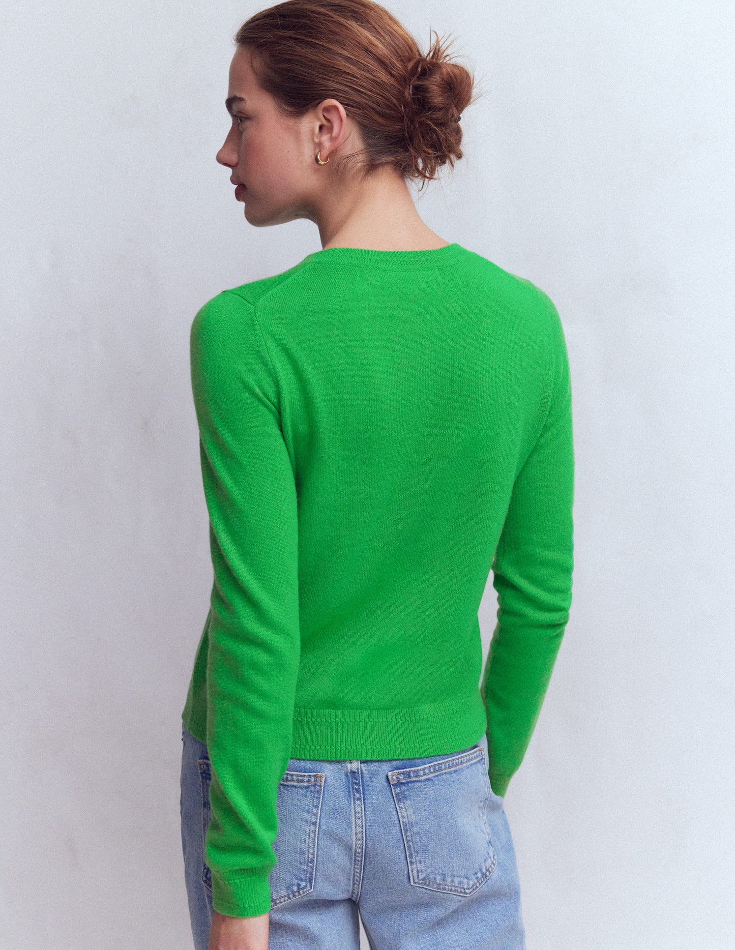 Eva Cashmere Crew Neck Jumper-Sapling Green