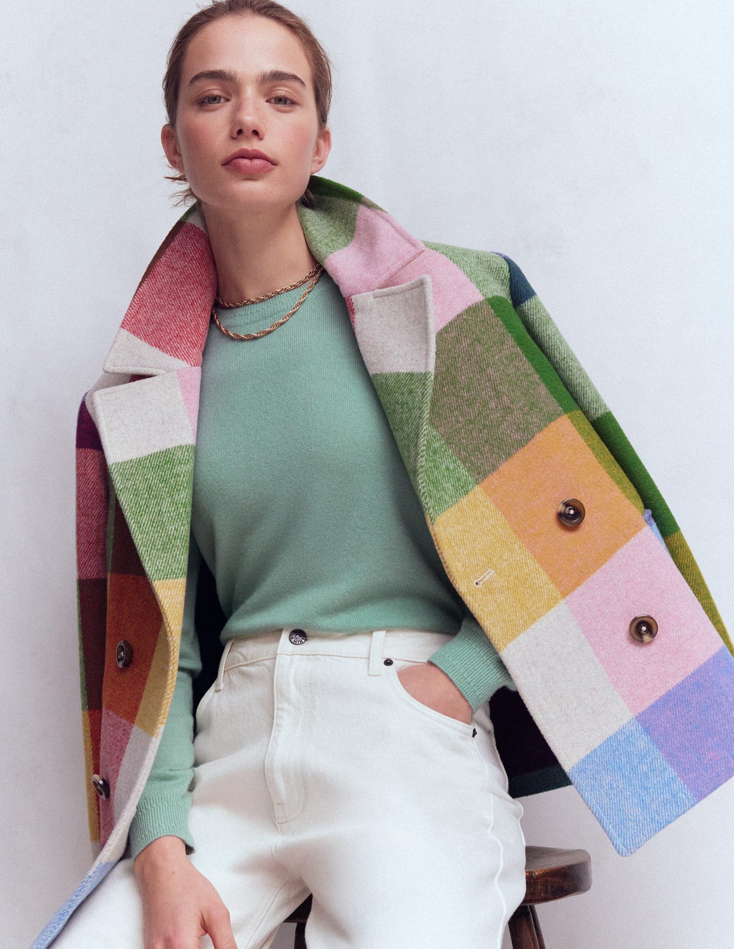 Eva Cashmere Crew Neck Jumper-Celadon Blue