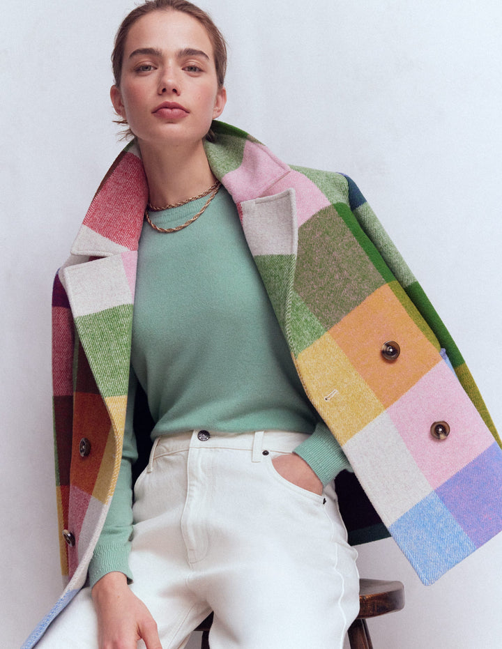 Eva Cashmere Crew Neck Jumper-Celadon Blue