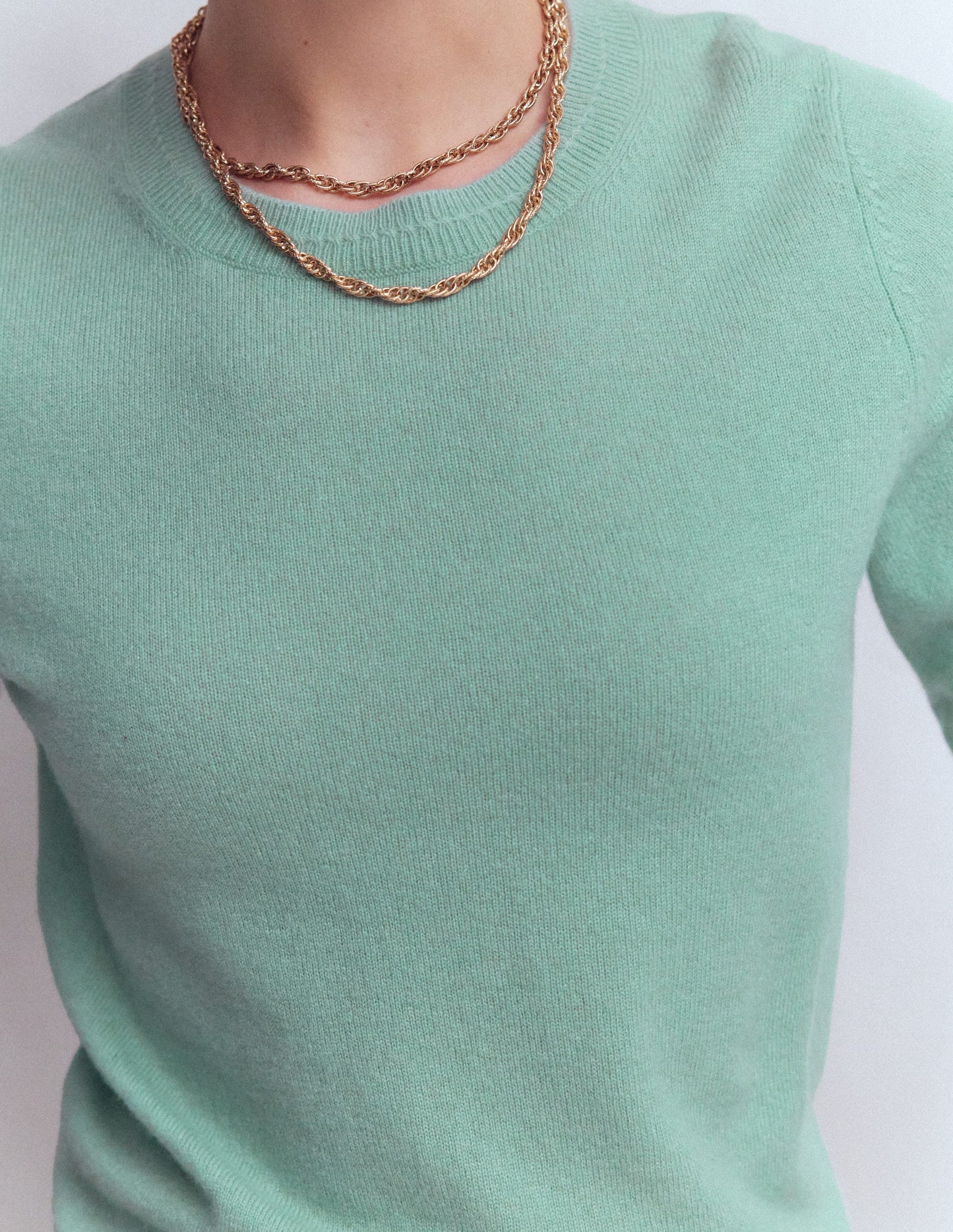 Eva Cashmere Crew Neck Jumper-Celadon Blue