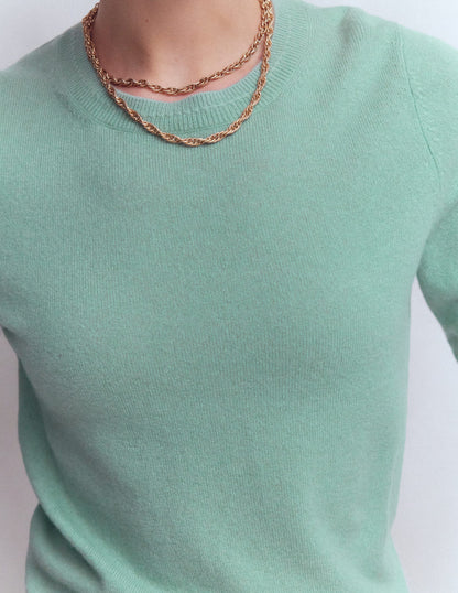Eva Cashmere Crew Neck Jumper-Celadon Blue-2