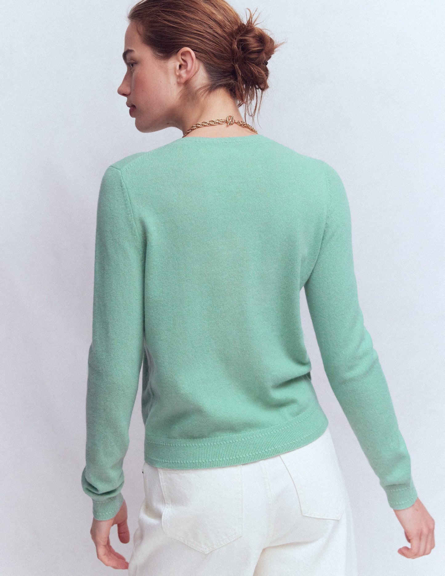Eva Cashmere Crew Neck Jumper-Celadon Blue