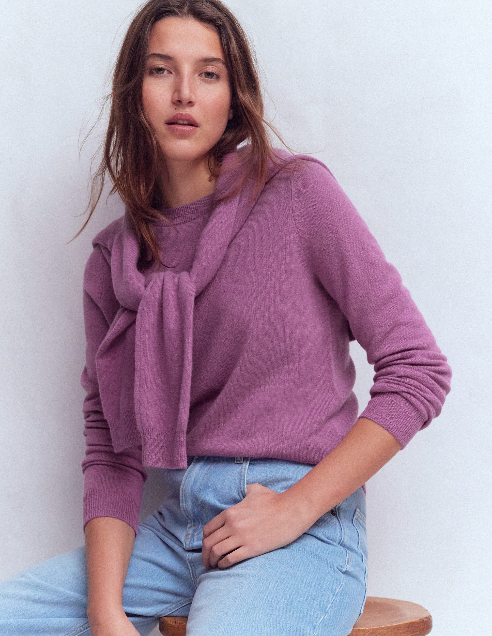Eva Cashmere Crew Neck Jumper-Clover Purple - Image 1