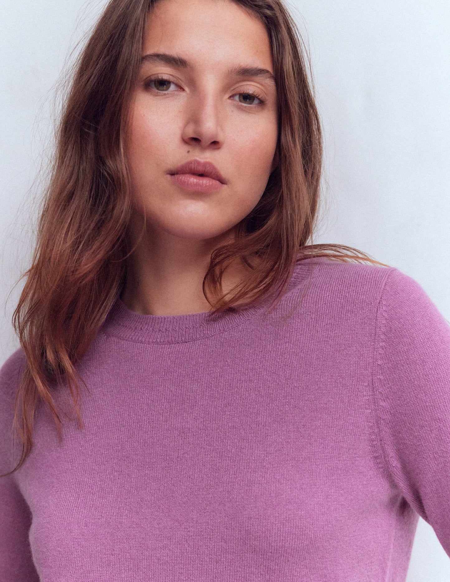 Eva Cashmere Crew Neck Jumper-Clover Purple