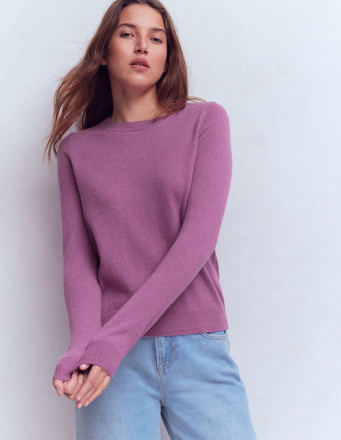 Eva Cashmere Crew Neck Jumper-Clover Purple