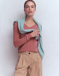 Eva Cashmere V-neck Jumper-Camelia Pink