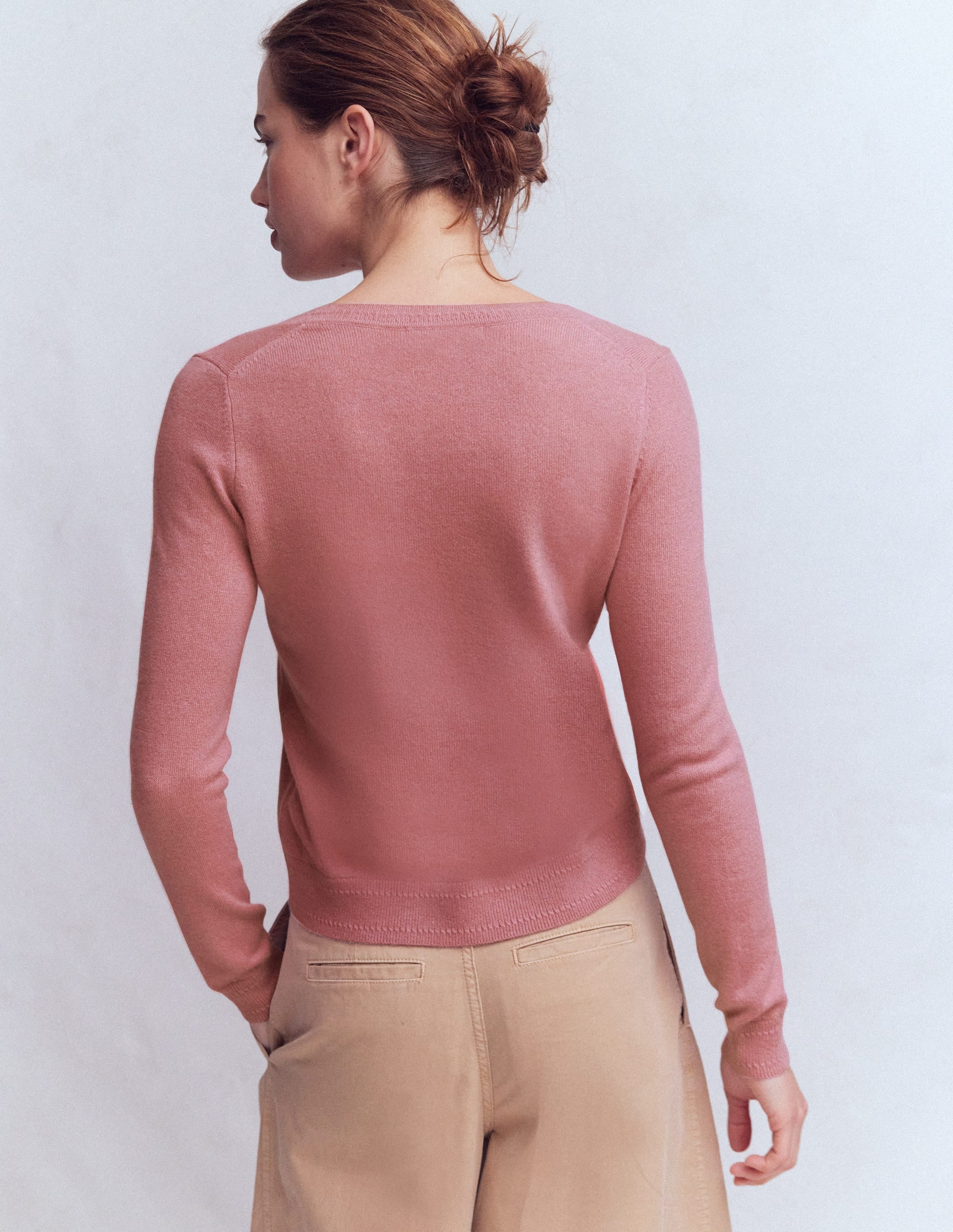 Eva Cashmere V-neck Jumper-Camelia Pink - Image 3