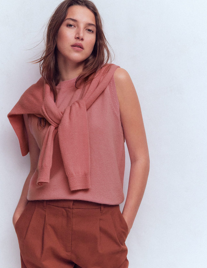 Eva Cashmere Tank-Camelia Pink