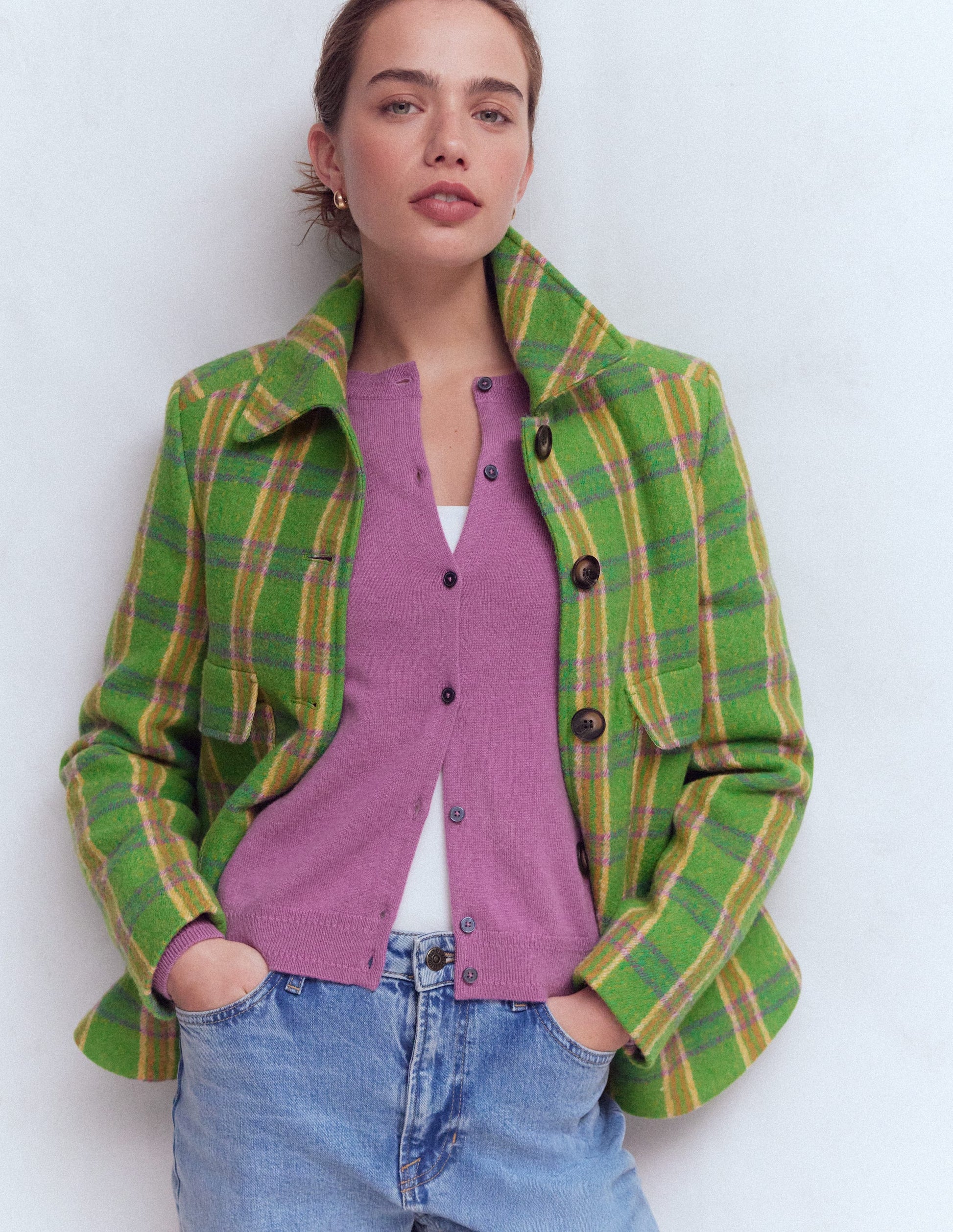 Eva Cashmere Crew Cardigan-Clover Purple-2