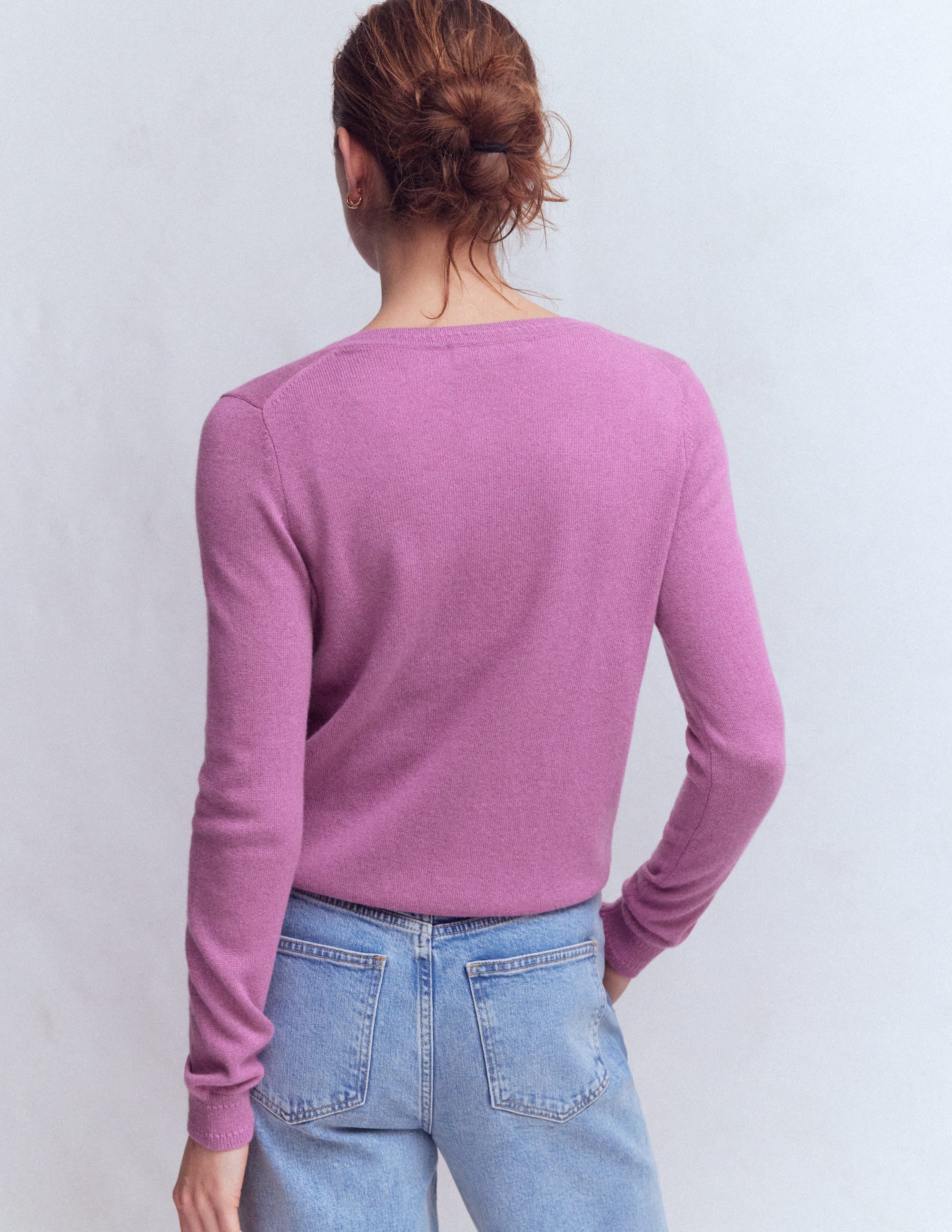 Eva Cashmere Crew Cardigan-Clover Purple - Image 3
