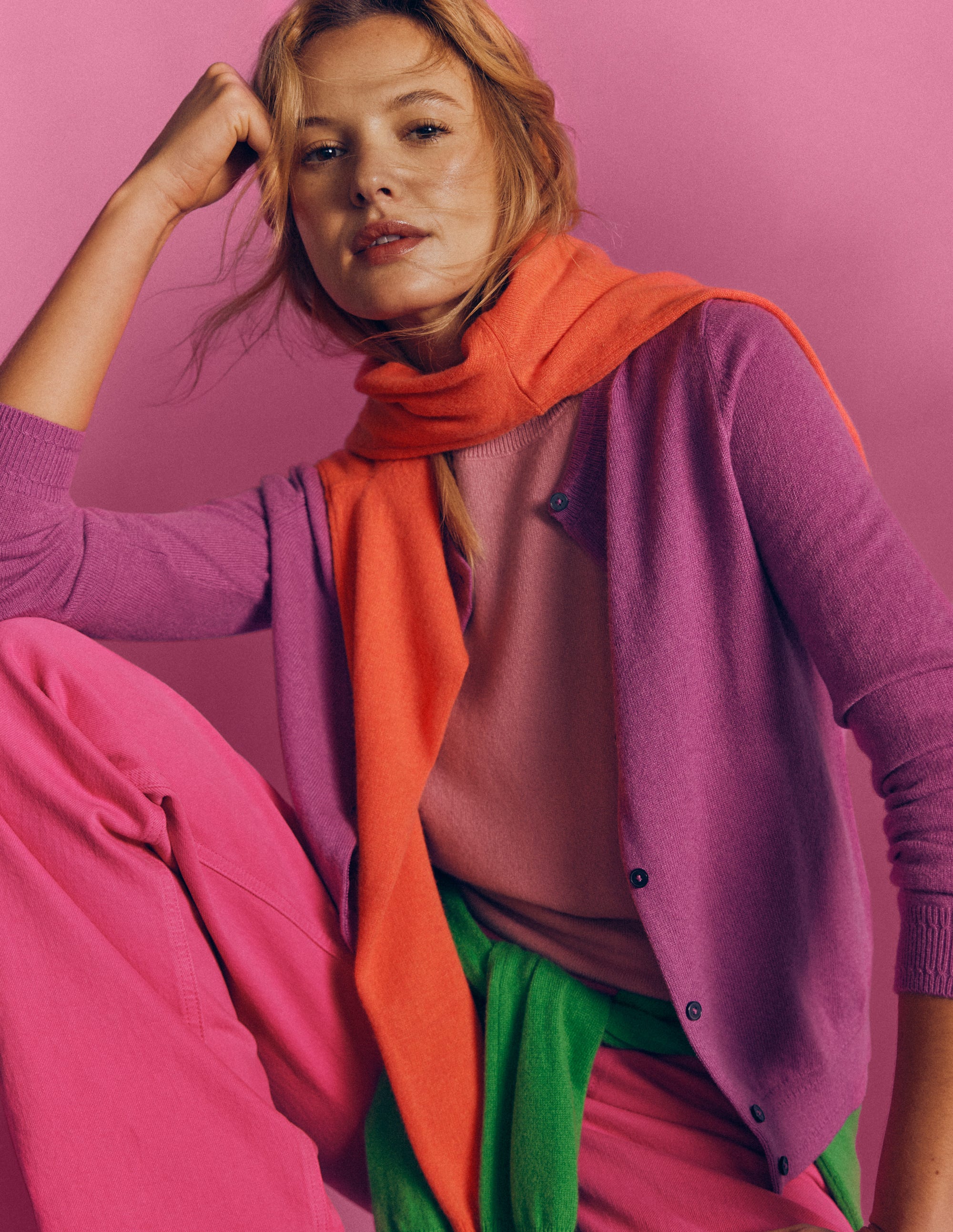 Eva Cashmere Crew Cardigan-Clover Purple - Image 5