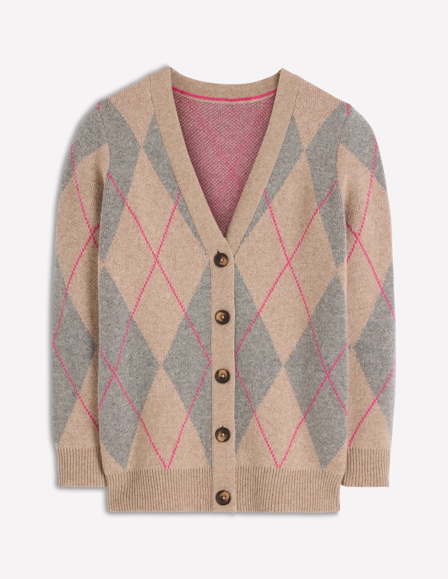 Quinn Boyfriend Cardigan-Neutral Argyle