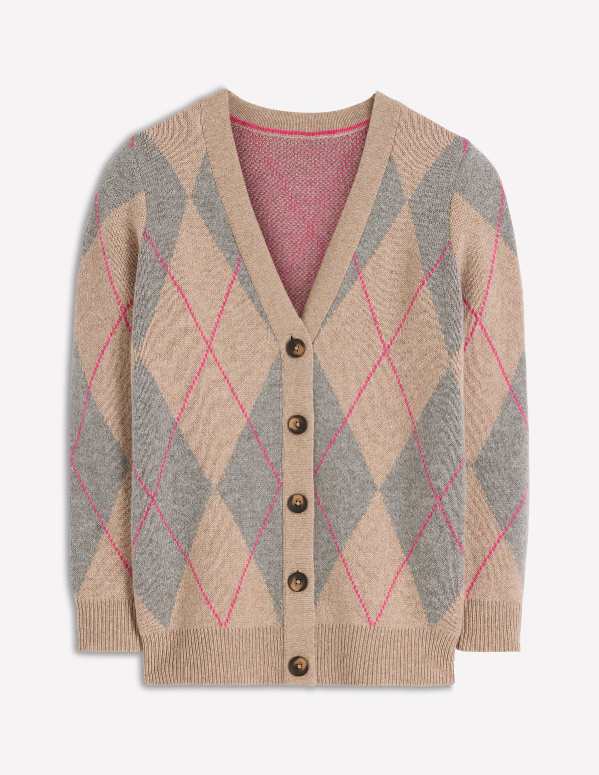 Quinn Boyfriend Cardigan-Neutral Argyle - Image 8