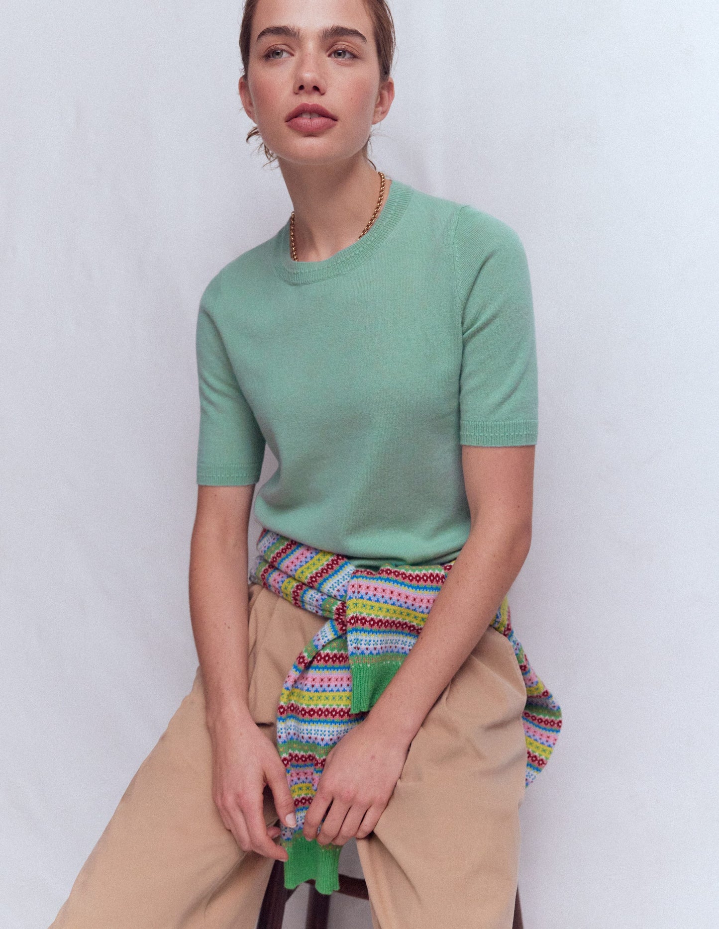 Eva Cashmere T-Shirt-Celadon Blue