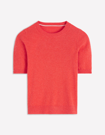 Eva Cashmere T-Shirt-Fiery Orange Melange-5