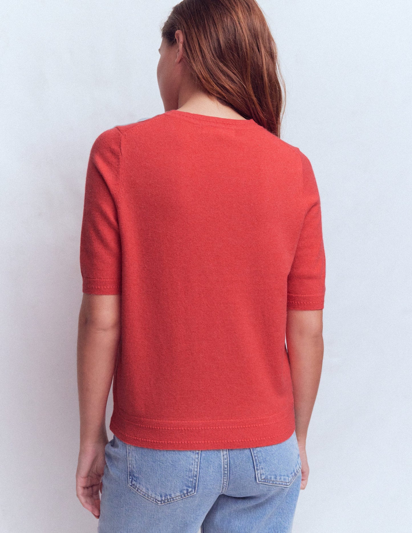 Eva Cashmere T-Shirt-Fiery Orange Melange