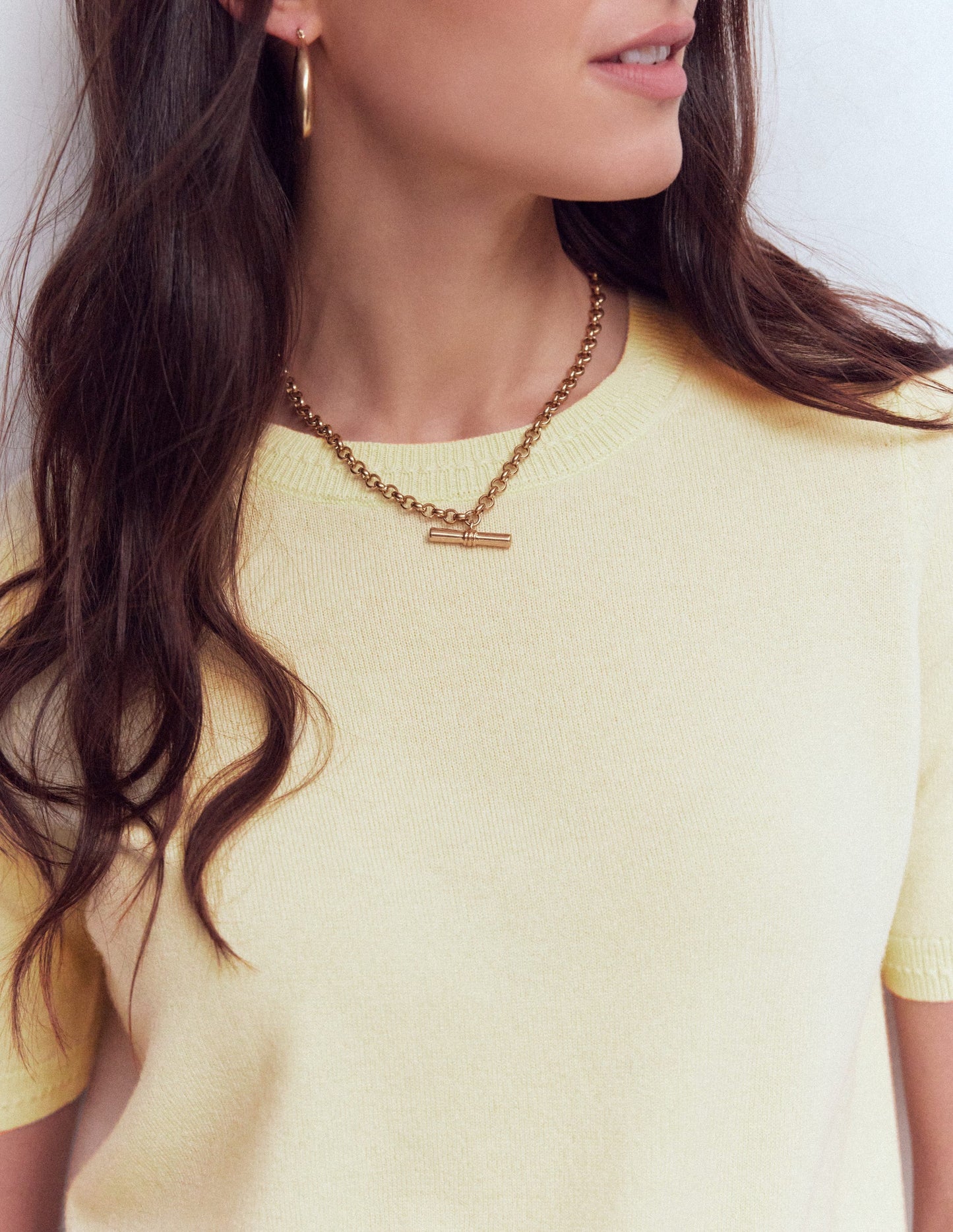 Eva Cashmere T-Shirt-Sandstone Yellow