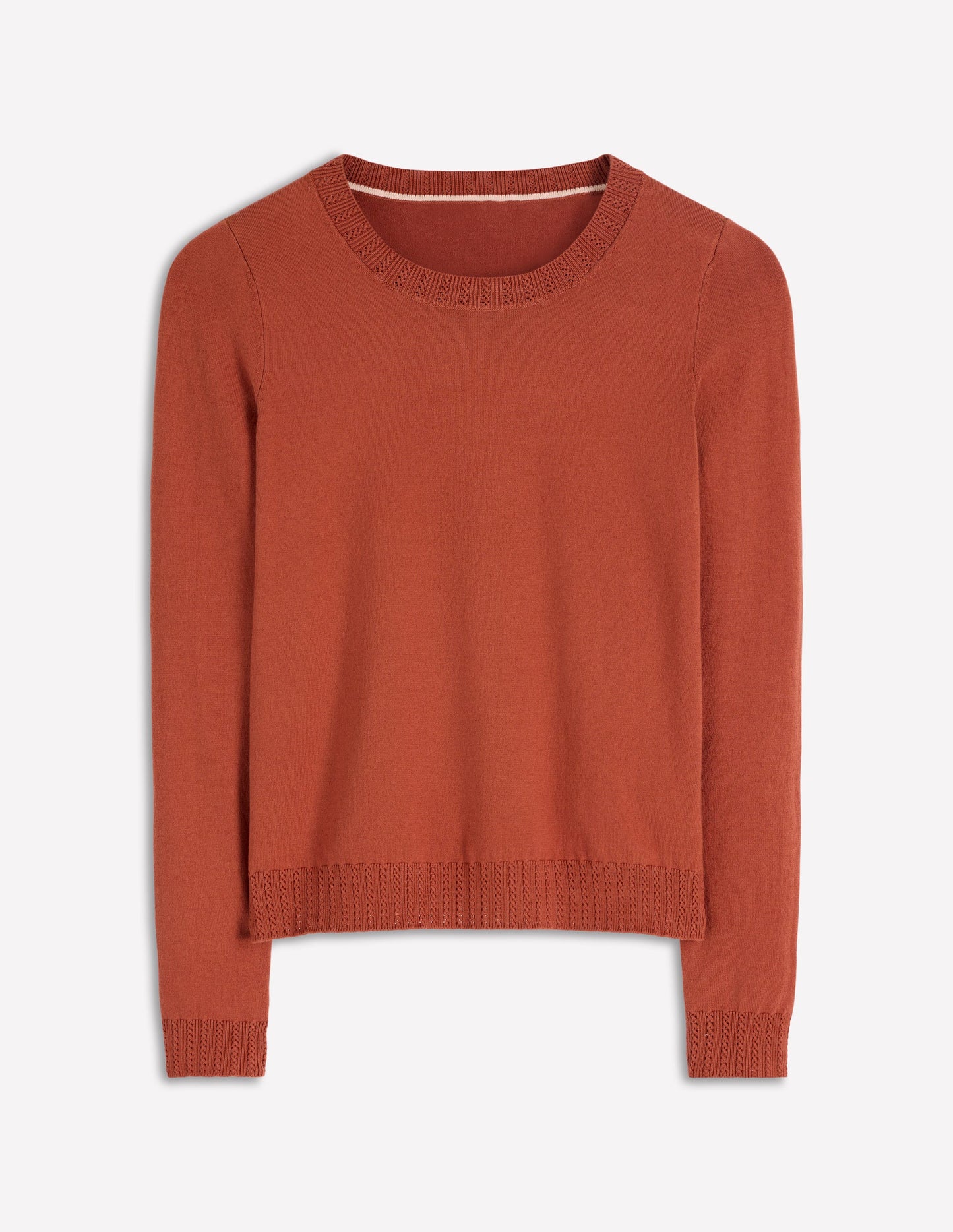 Emilia Cotton Crew Jumper-Roasted Chestnut Brown