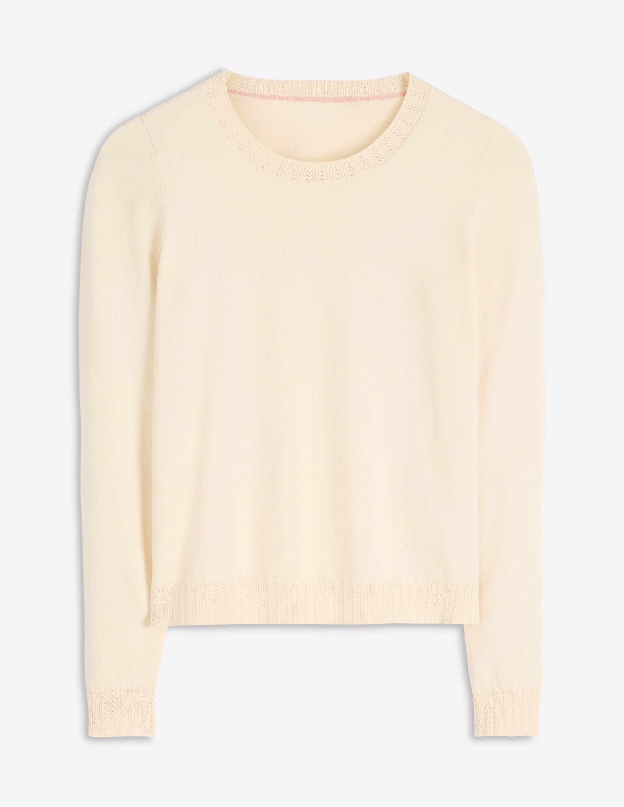 Emilia Cotton Crew Jumper-Warm Ivory - Image 5