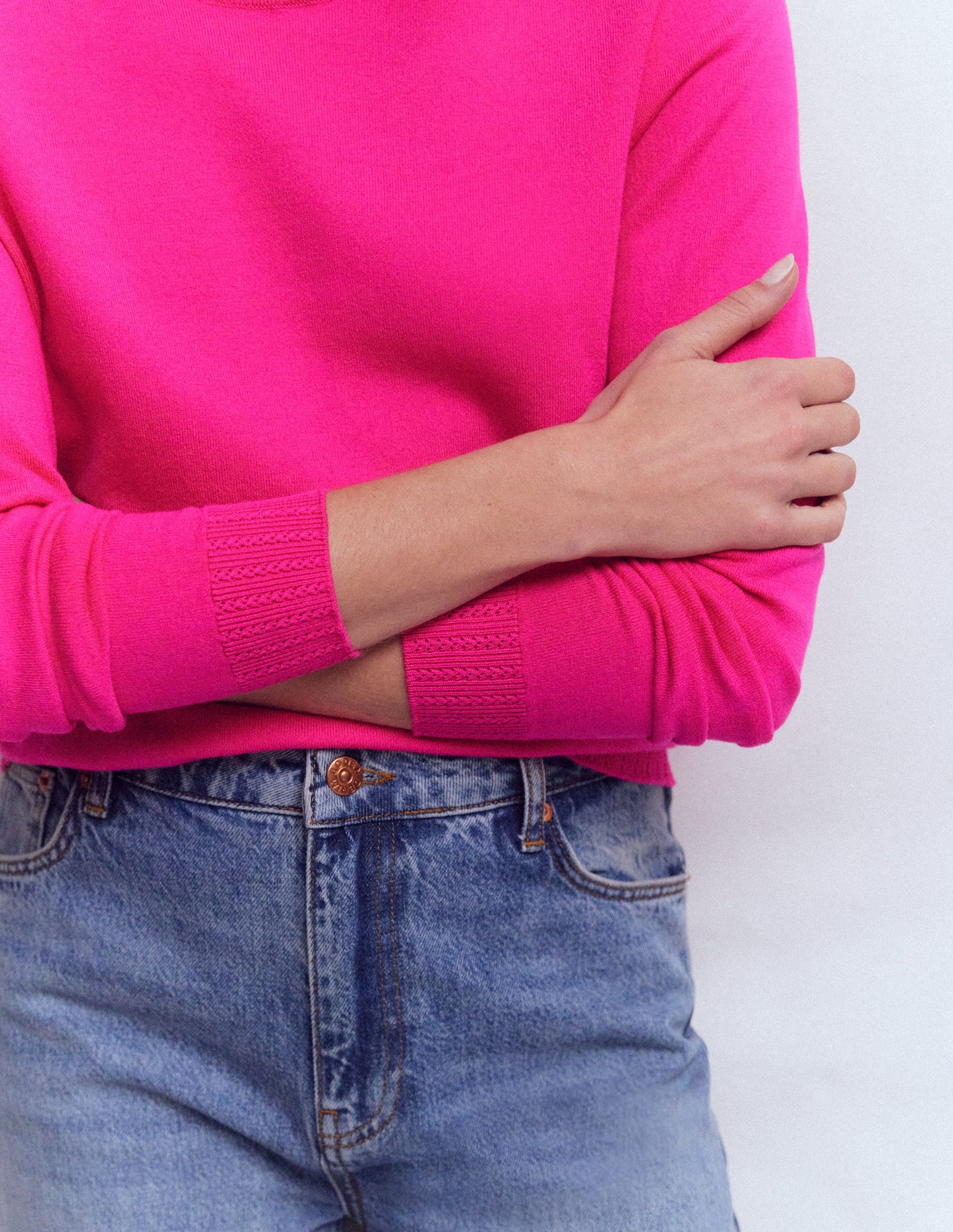 Emilia Cotton Crew Jumper-Pink Peony