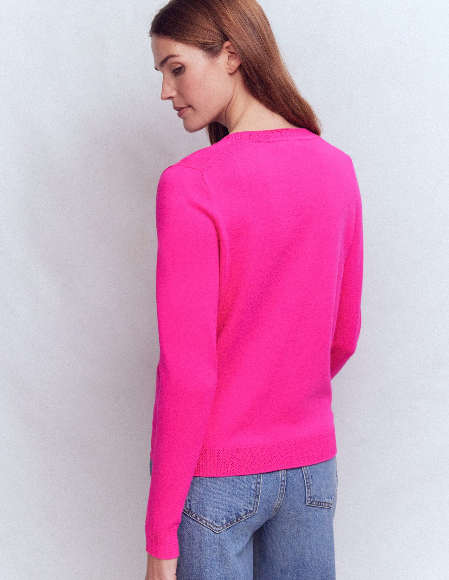 Emilia Cotton Crew Jumper-Pink Peony