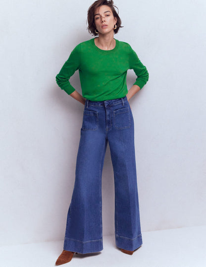 Emilia Cotton Crew Jumper-Rich Emerald-1