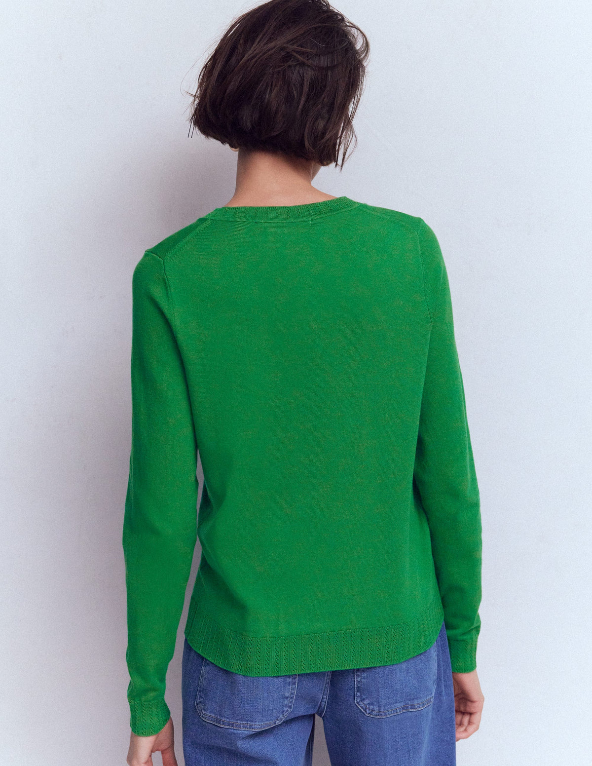 Emilia Cotton Crew Jumper-Rich Emerald - Image 3
