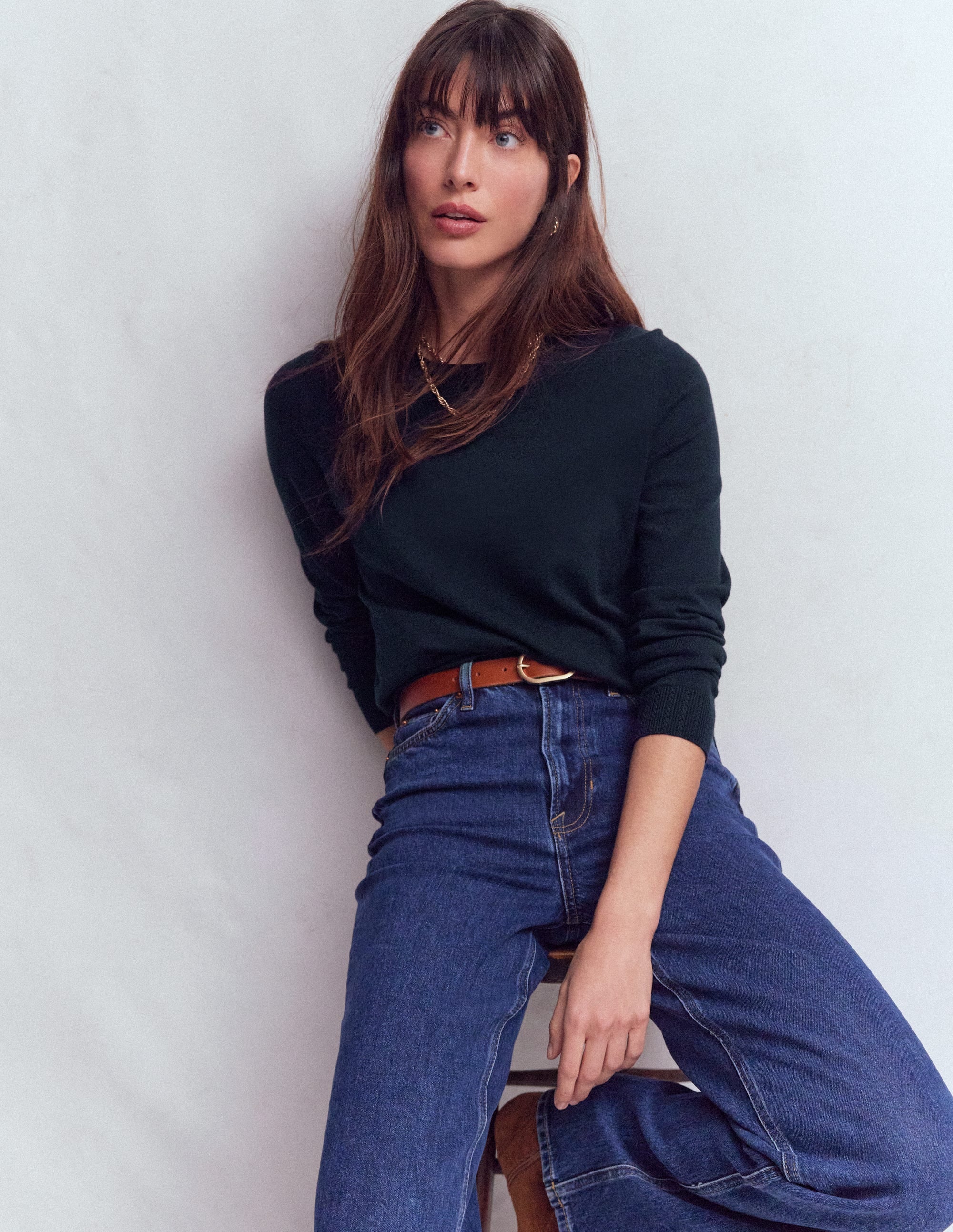Emilia Cotton Crew Jumper-Navy - Image 4