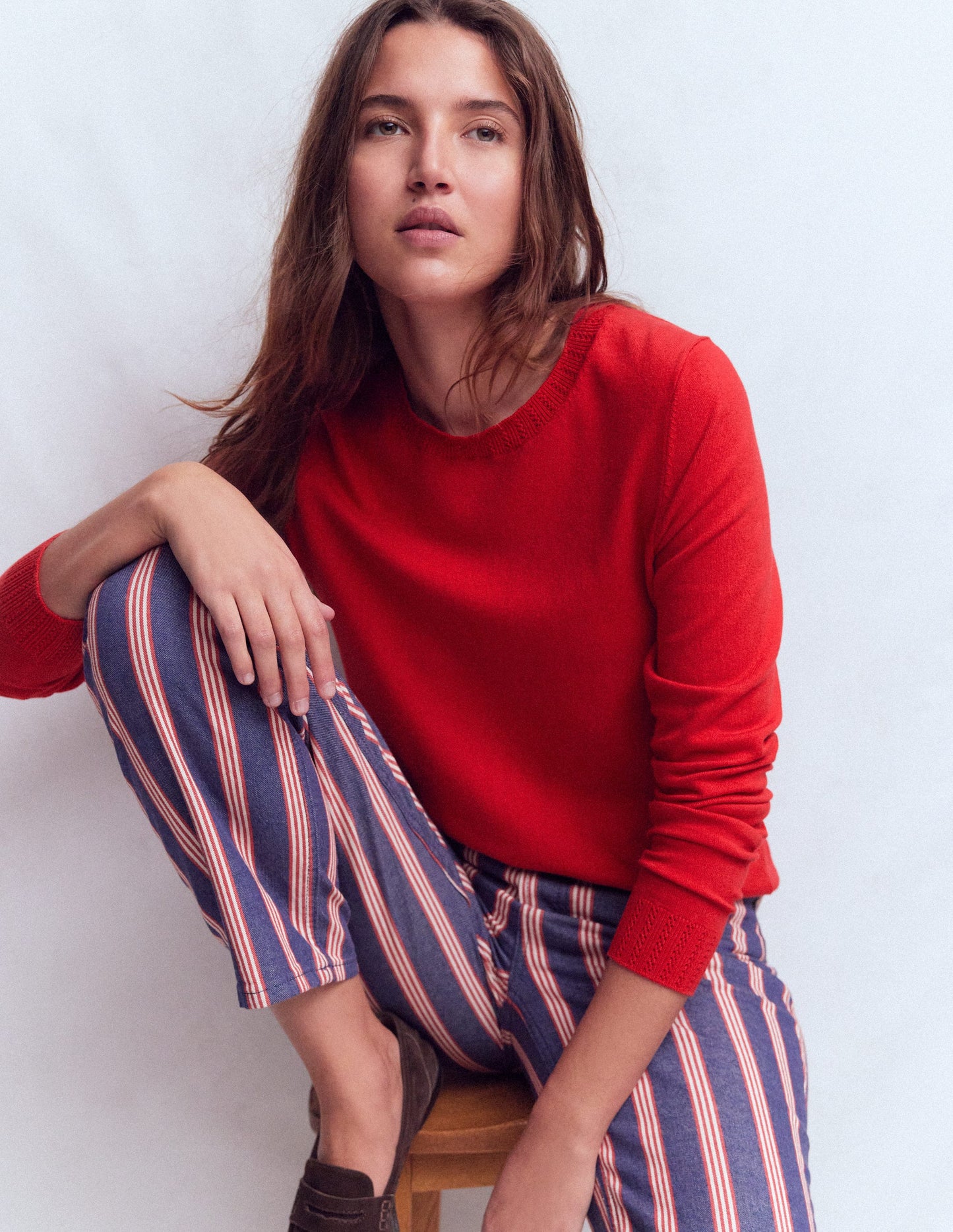 Emilia Cotton Crew Jumper-Salsa Red