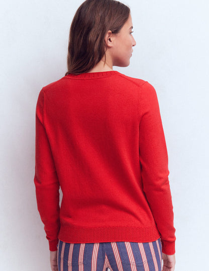 Emilia Cotton Crew Jumper-Salsa Red-3