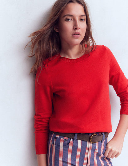 Emilia Cotton Crew Jumper-Salsa Red-4