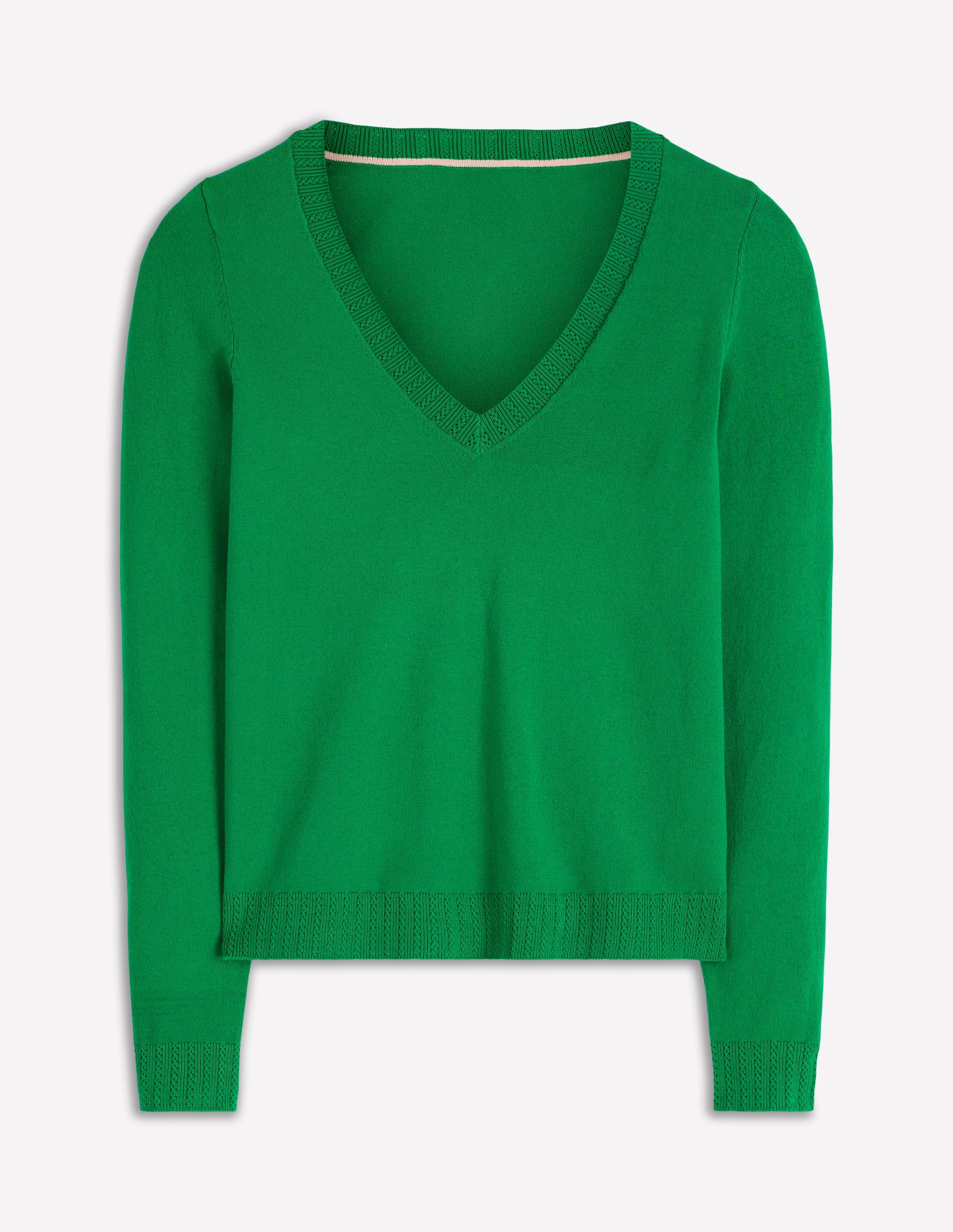 Emilia Cotton V-Neck Jumper-Rich Emerald - Image 5