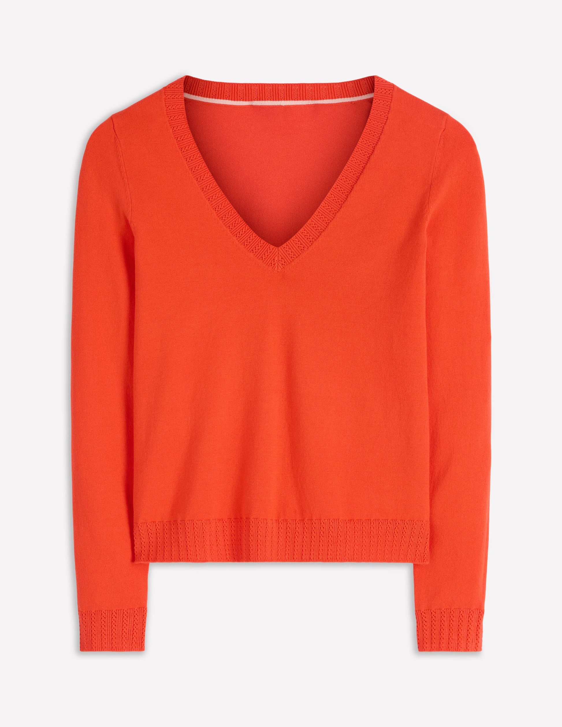Emilia Cotton V-Neck Jumper-Sunset Orange-5