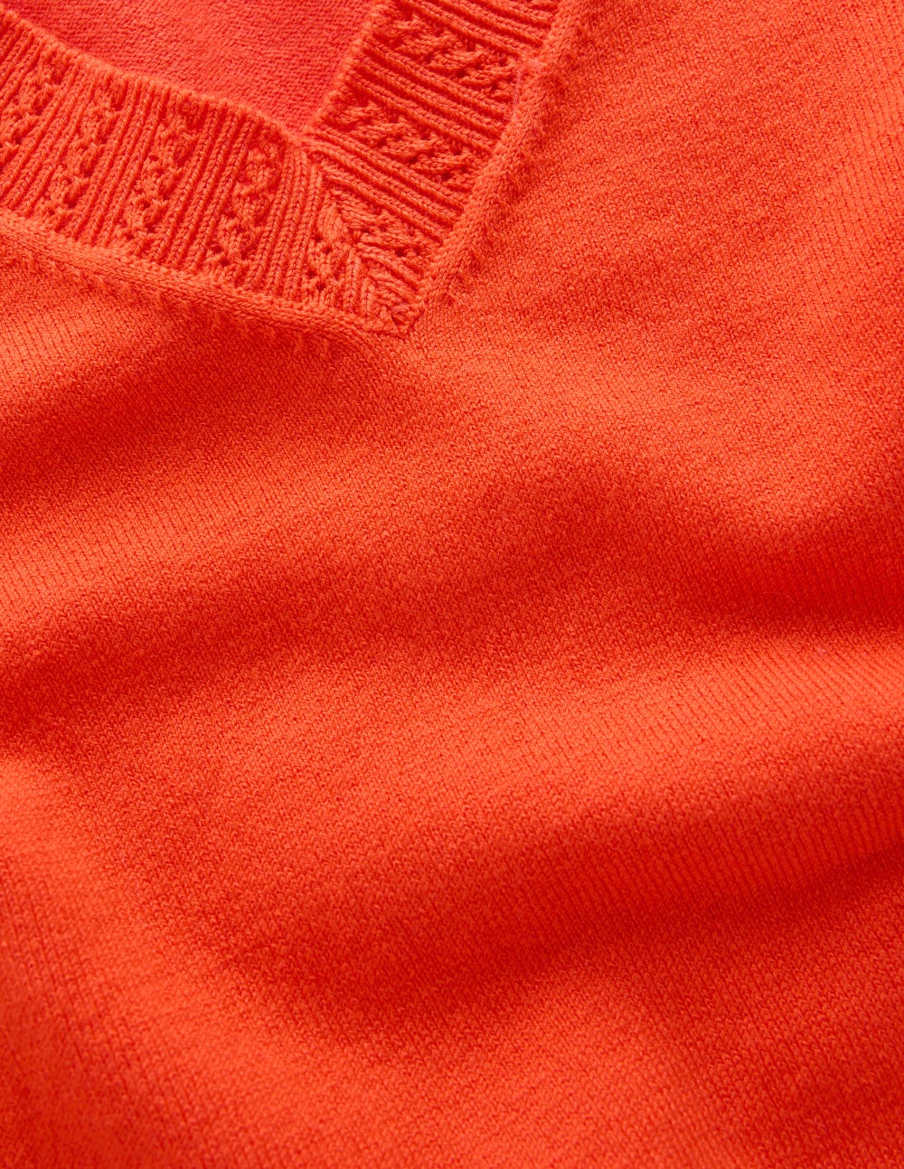 Emilia Cotton V-Neck Jumper-Sunset Orange - Image 6