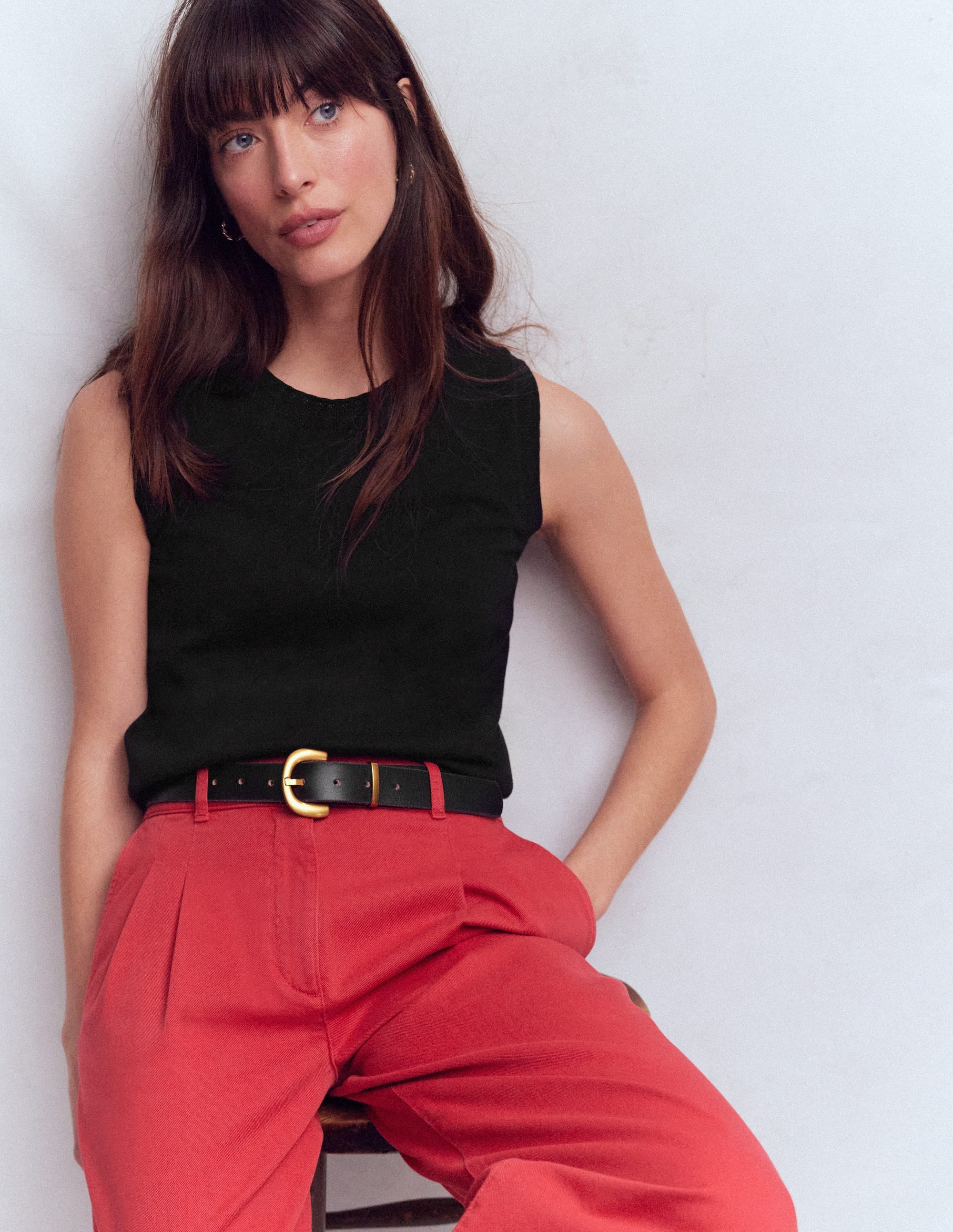 Emilia Cotton Crew Neck Tank-Black - Image 4