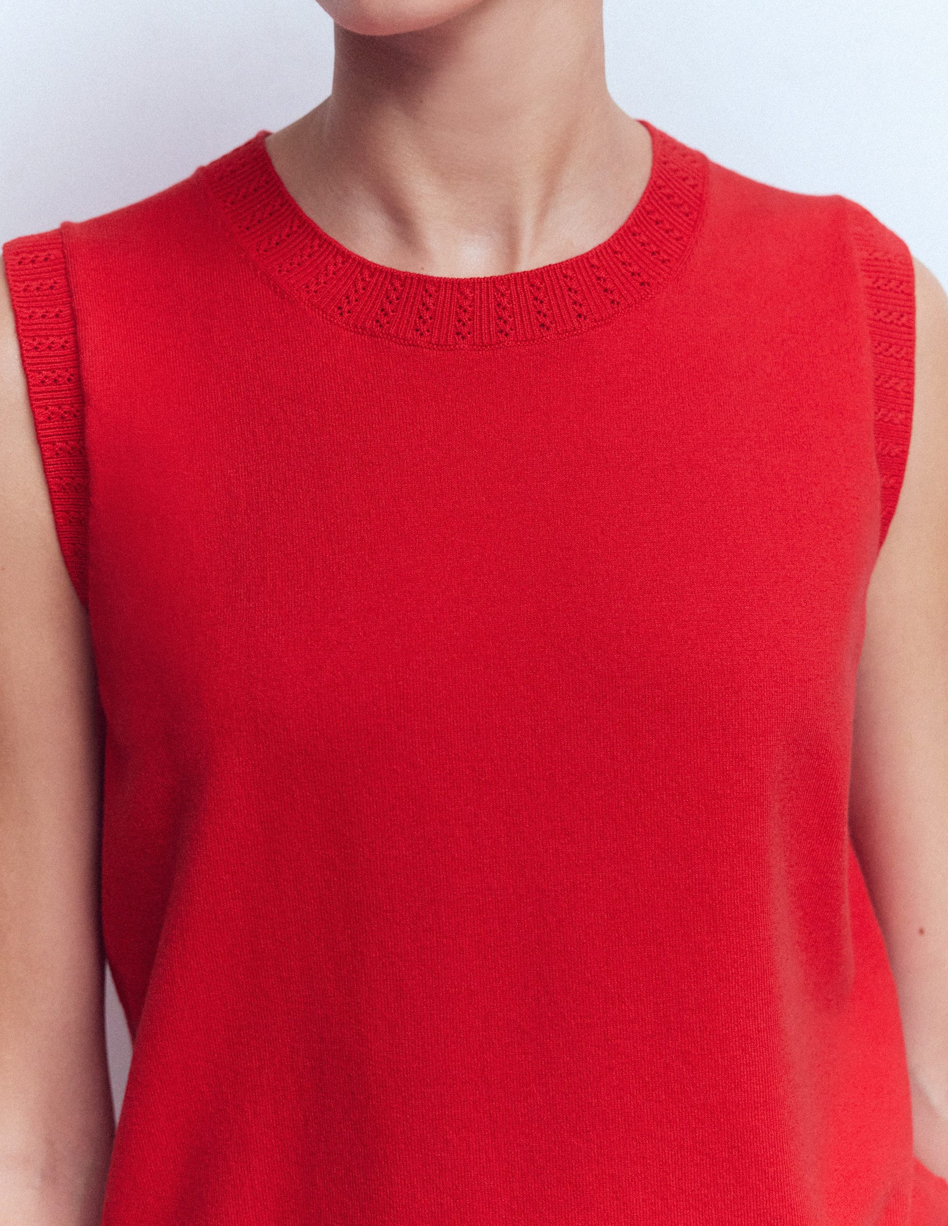 Emilia Cotton Crew Neck Tank-Salsa Red-2