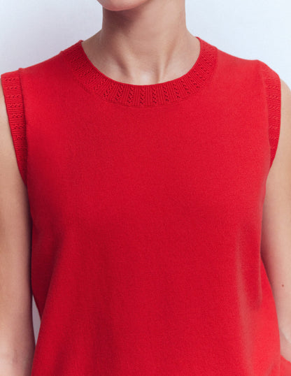Emilia Cotton Crew Neck Tank-Salsa Red-2