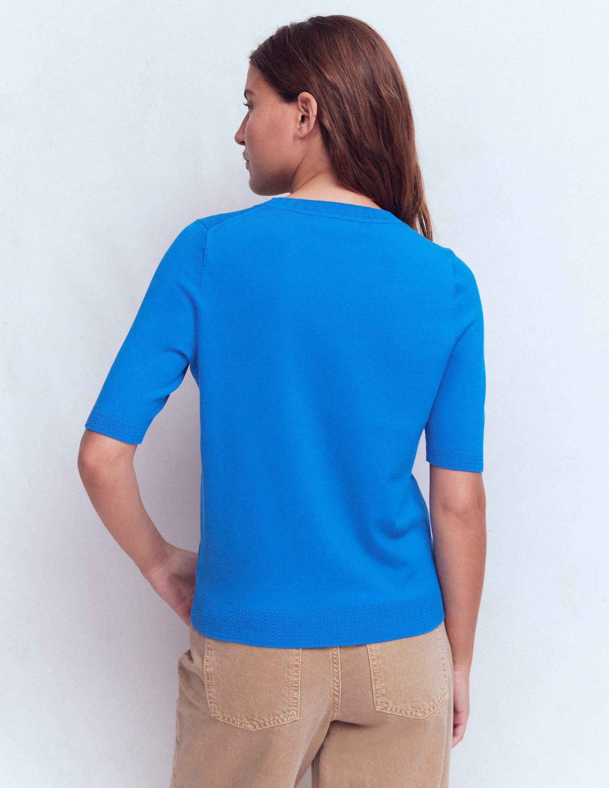 Emilia Cotton Crew T-shirt-Kingfisher Blue-3