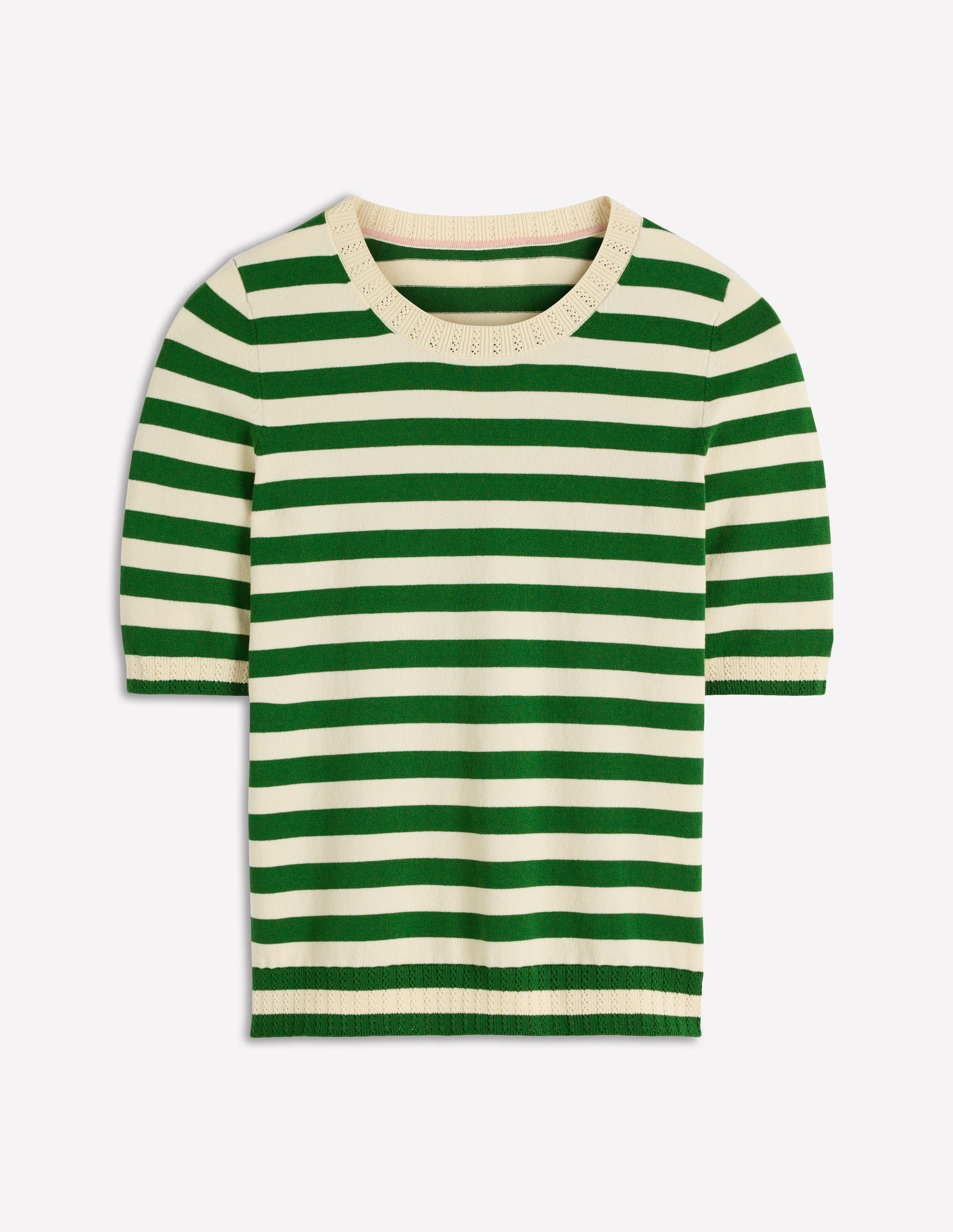 Emilia Cotton Crew T-shirt-Promenade Green/ Ivory Stripe-6