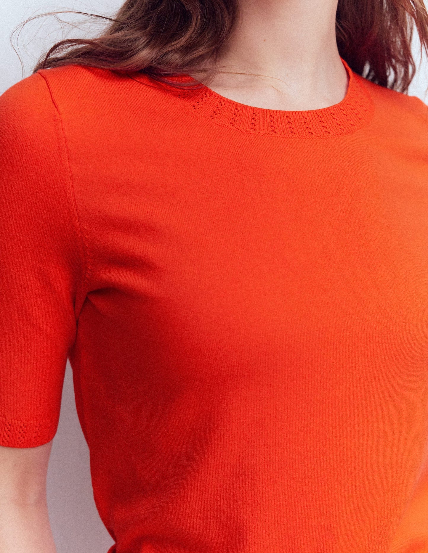 Emilia Cotton Crew T-shirt-Sunset Orange