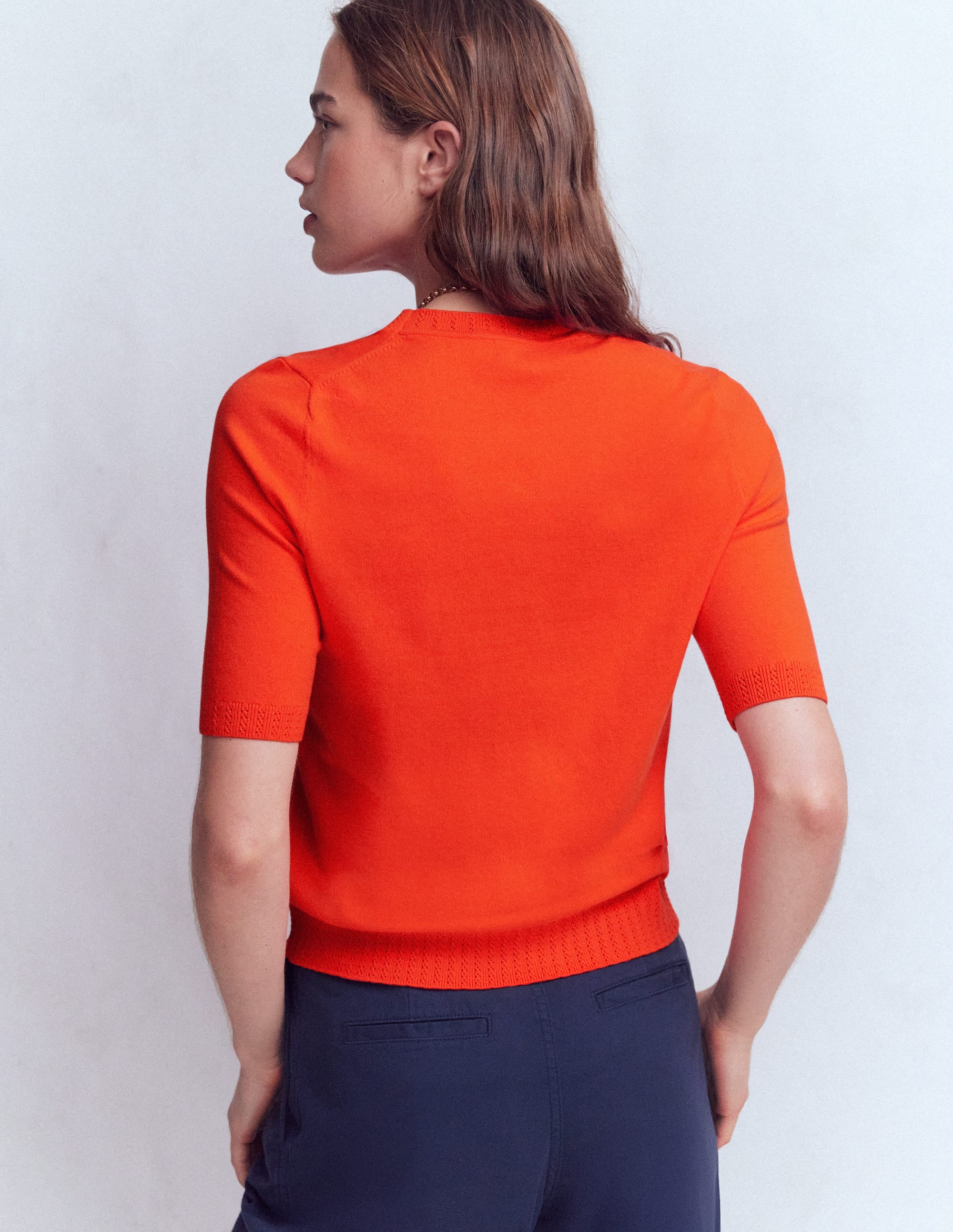 Emilia Cotton Crew T-shirt-Sunset Orange - Image 3
