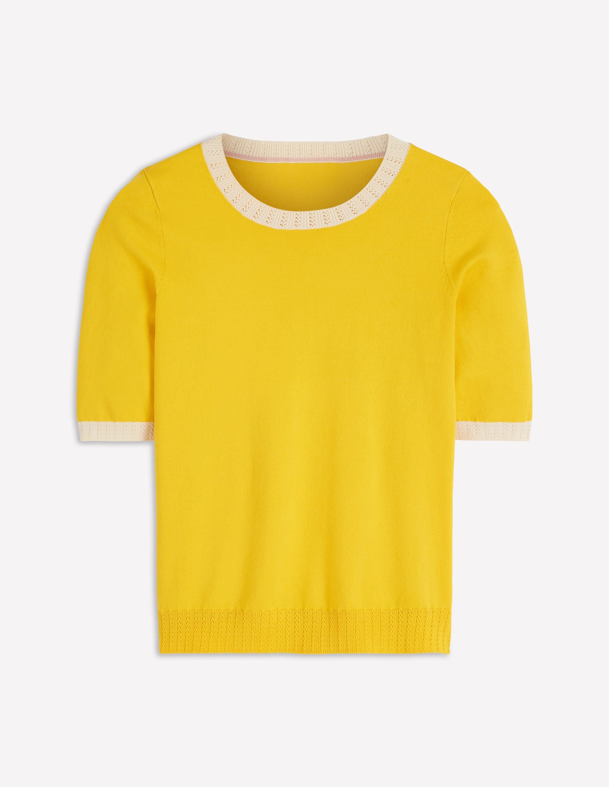 Emilia Cotton Crew T-shirt-Pineapple Yellow, Ivory - Image 5