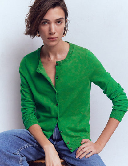 Emilia Cotton Crew Cardigan-Rich Emerald-1