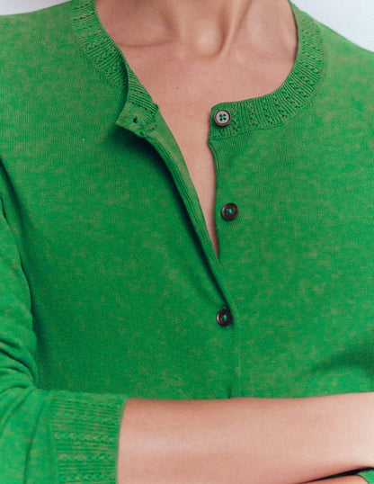 Emilia Cotton Crew Cardigan-Rich Emerald-2