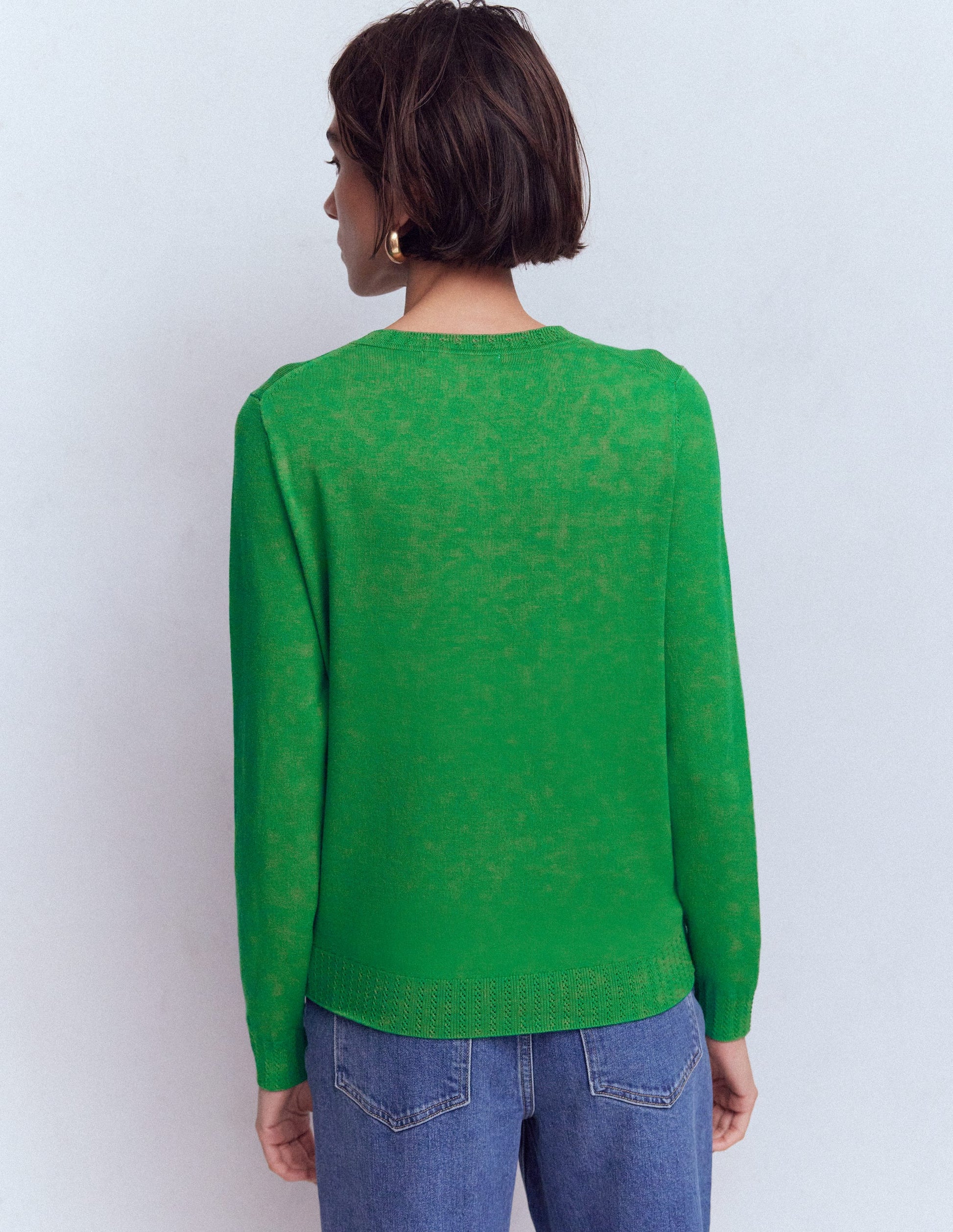 Emilia Cotton Crew Cardigan-Rich Emerald-3