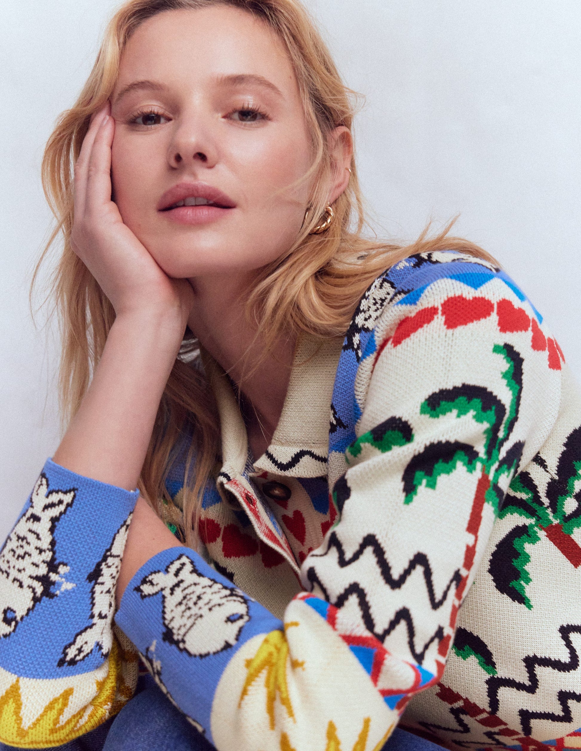 Jacquard Knitted Shacket-Warm Ivory, Novelty-2