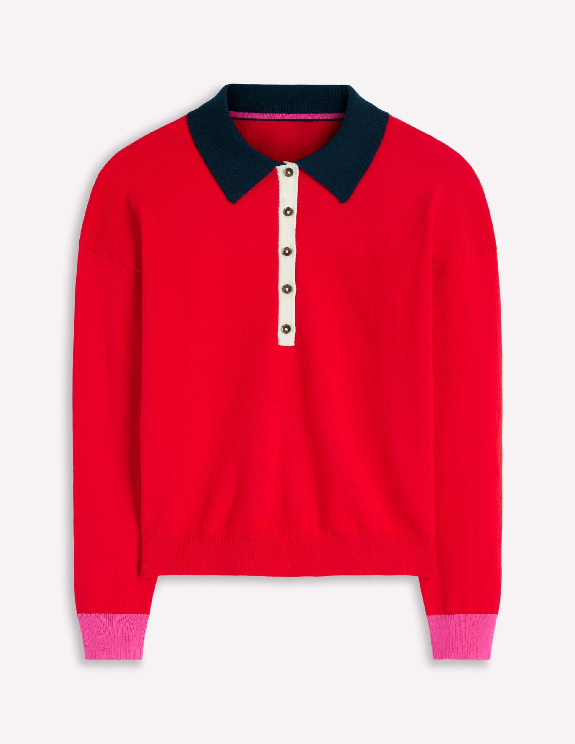 Lara Cotton Henley Jumper-Red-5