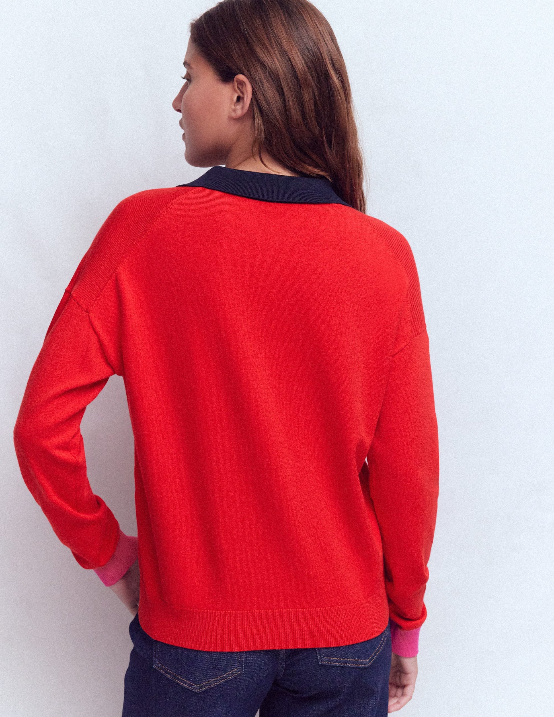 Lara Cotton Henley Jumper-Red-3