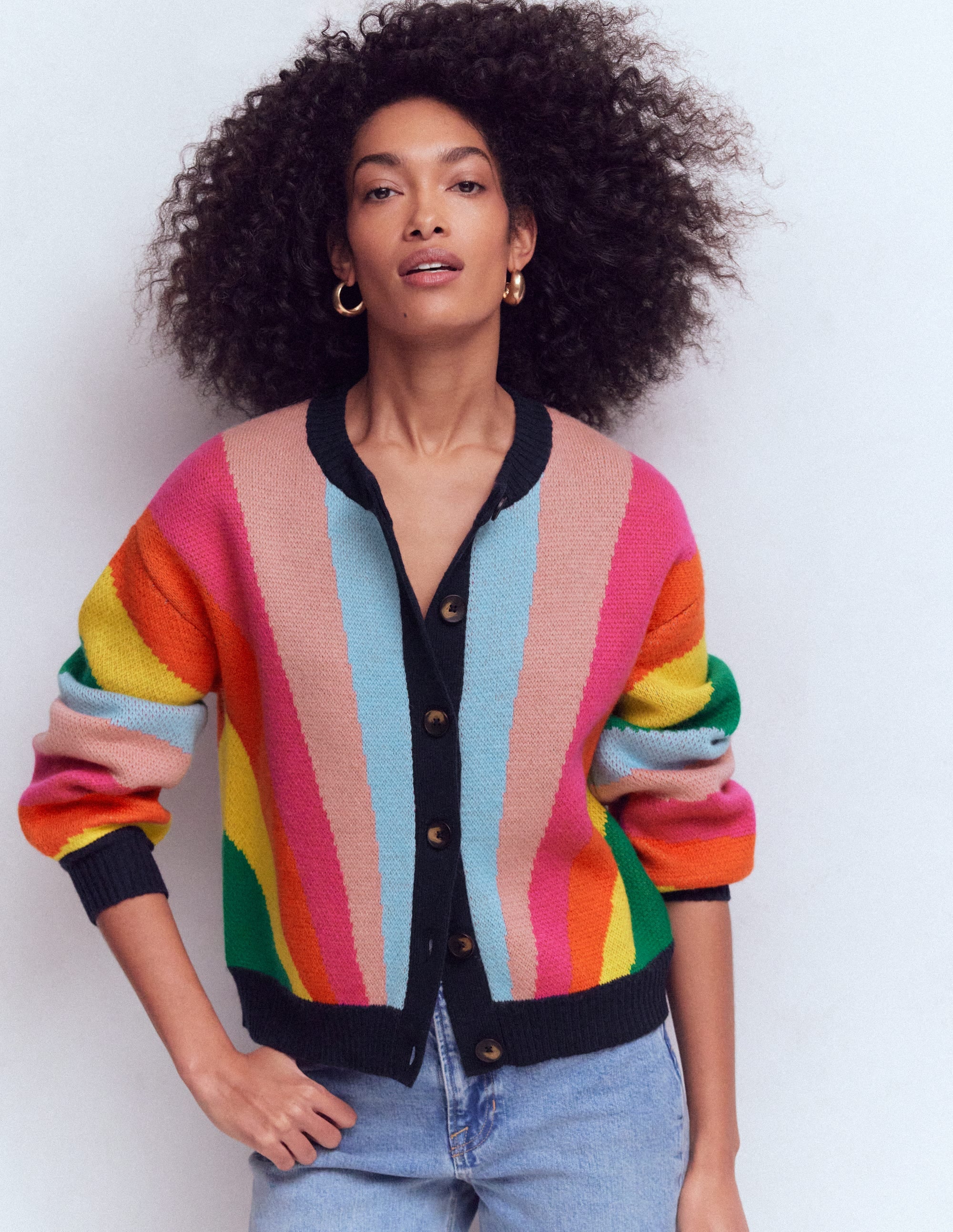 Abi Jacquard Cardigan-Multi Rainbow | Boden UK
