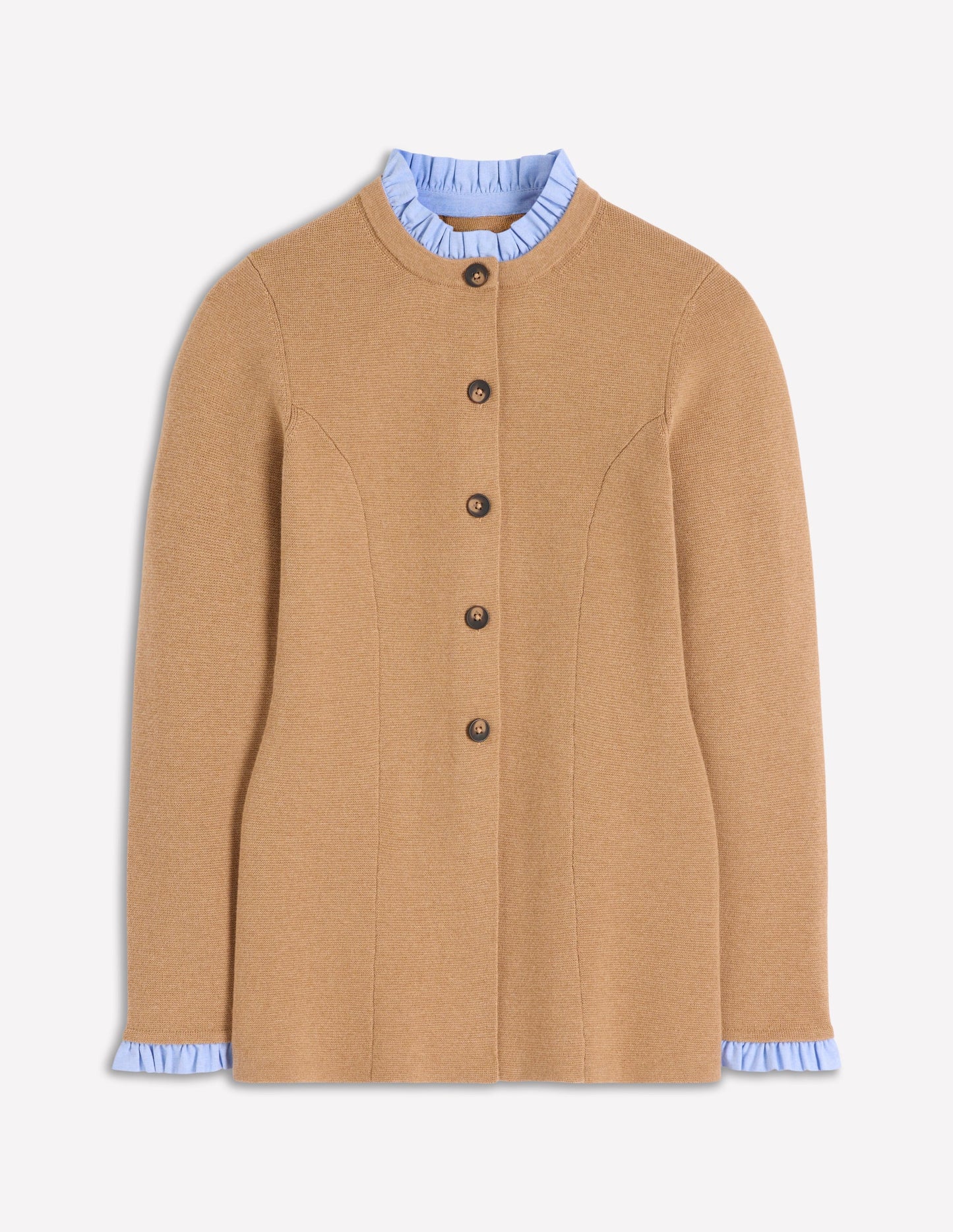 Joanna Fitted Knitted Jacket-Camel Melange